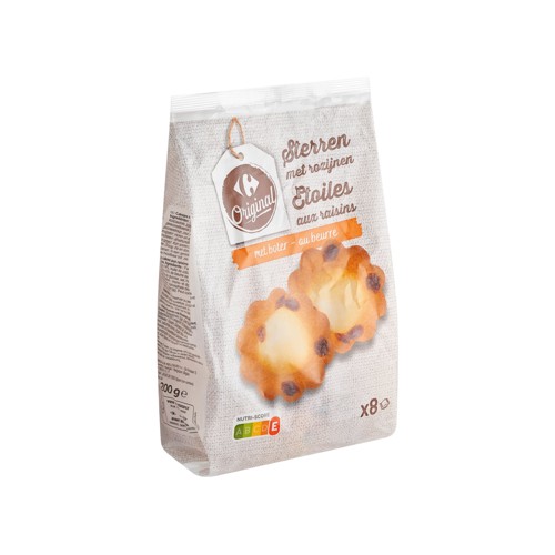 Carrefour Original Etoiles aux Raisins au Beurre 8 Pièces 200 g