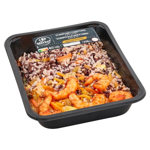 Carrefour The Market Gourmet Scampis Sauce Curry & Duo de Riz 430 g