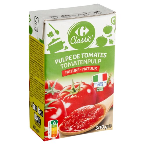 Carrefour Classic'' Pulpe de Tomates Nature 500 g
