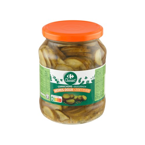 Carrefour Classic'' Cornichons Aigres-Doux 670 g