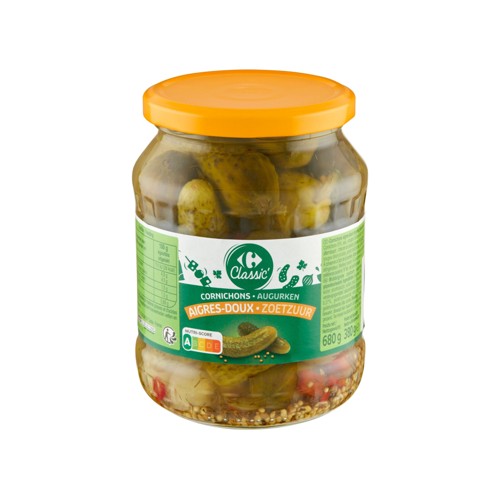 Carrefour Classic'' Cornichons Aigres-Doux 680 g