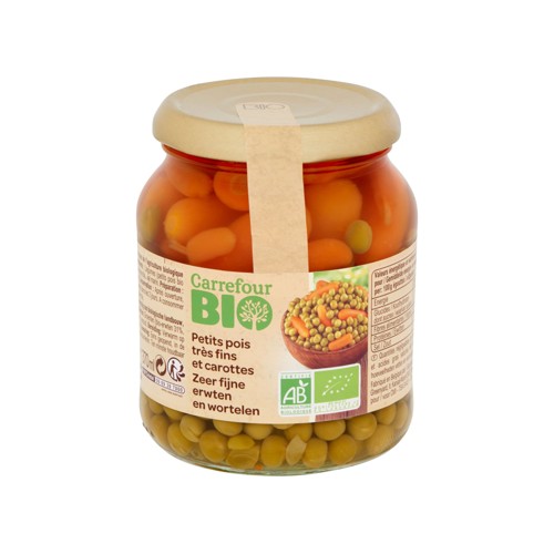 Carrefour Bio Petits Pois Très Fins et Carottes 330 g