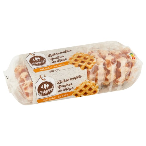 Carrefour Original Gaufres de Liège au Sucre 10 Pièces 500 g