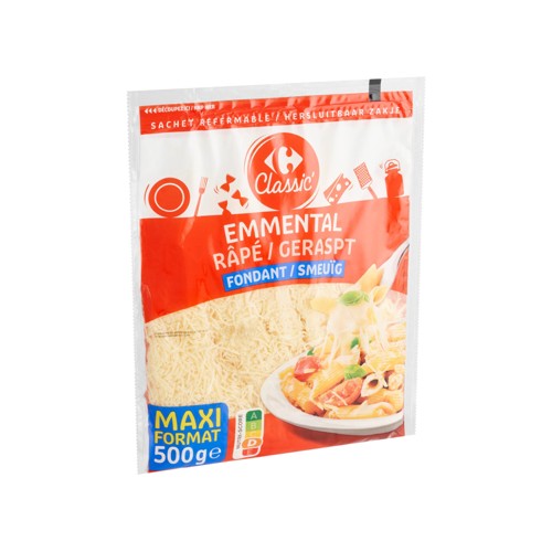 Carrefour Classic'' Emmental Râpé Fondant Maxi Format 500 g