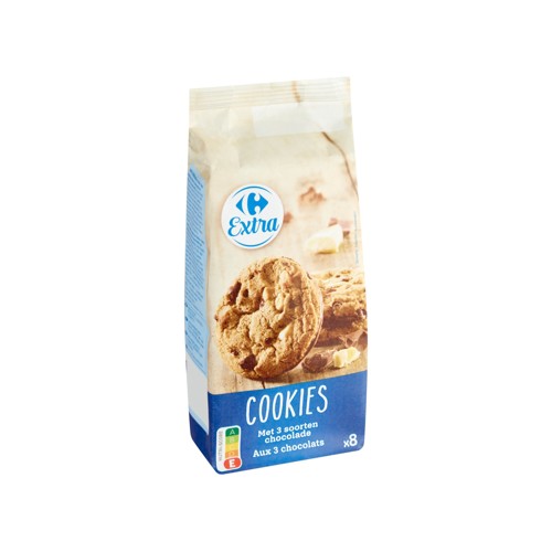 Carrefour Extra Cookies aux 3 Chocolats 8 Pièces 200 g