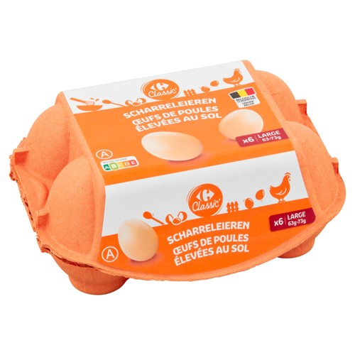 Carrefour Classic'' ufs de Poules Élevées au Sol Large 6 Pièces