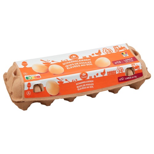 Carrefour Classic'' ufs de Poules Élevées au Sol Large 12 Pièces