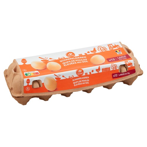 Carrefour Classic'' ufs de Poules Élevées au Sol Large 12 Pièces