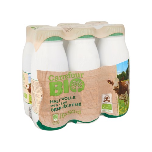 Carrefour Bio Lait Demi-Écrémé 6 x 50 cl