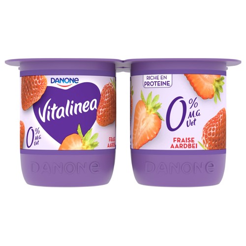 DANONE VITALINEA Yaourts Fraise 0%  MG Enrichi Vitamine D 4x125 g