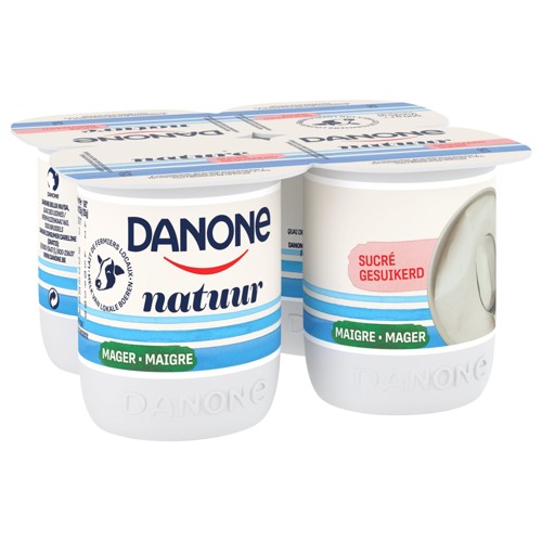 DANONE Yaourt Nature Maigre Sucré - Pasteurisé - 4x125 g