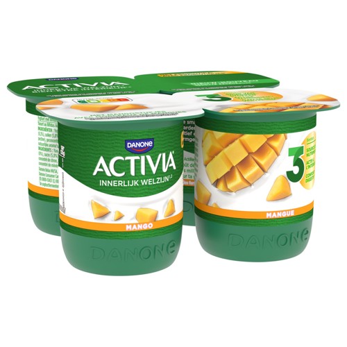 ACTIVIA Yaourt Mangue avec Morceaux -  Pasteurisé - Probiotiques - 4x125g