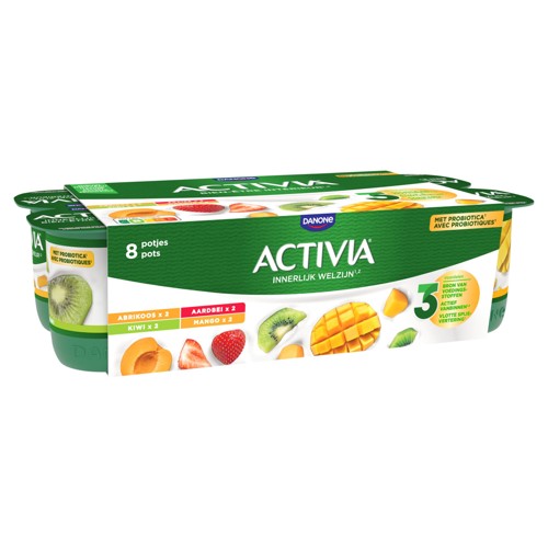 Danone Activia Aardbei, Kiwi, Mango 8x125g