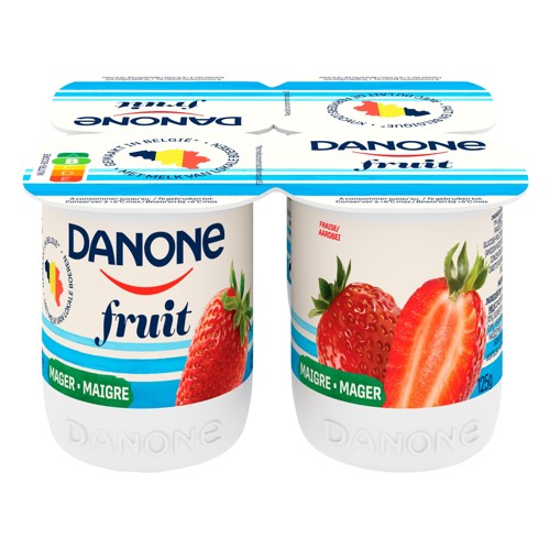 DANONE Yaourt Maigre à la Fraise - Onctueux - Pasteurisé -  4X125g