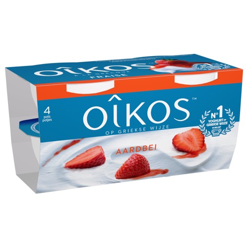 OIKOS DANONE Yaourt à la Grecque Fraise - Pasteurisé 4x115g