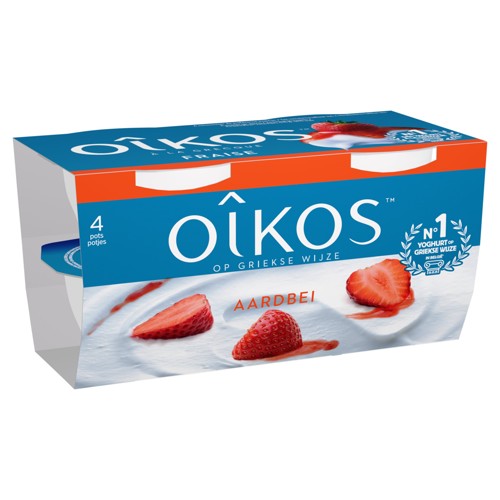 OIKOS DANONE Yaourt à la Grecque Fraise - Pasteurisé 4x115g