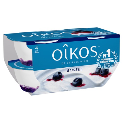 OIKOS DANONE Yaourt à la Grecque Myrtille - Pasteurisé 4x115g