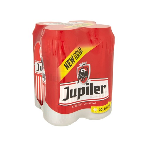 Jupiler Bière Blonde Pils 5.2% Alc 4 x 50 cl Canettes Cold Grip