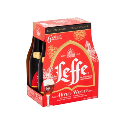 Leffe dHiver Bière Belge dAbbaye 6.6% Alc 6 x 33 cl Bouteilles