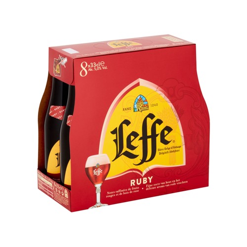Leffe Bière Belge d''Abbaye Ruby Bouteilles 8 x 33 cl