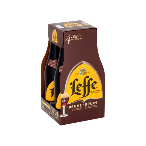 Leffe Bière Belge d''Abbaye Brune Bouteilles 4 x 33 cl