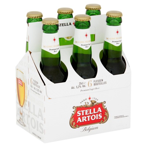 Stella Artois Belgium Premium Lager Beer Bouteilles 6 x 25 cl