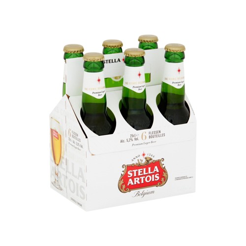 Stella Artois Belgium Premium Lager Beer Bouteilles 6 x 25 cl