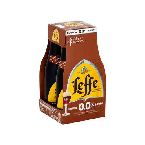 Leffe Bière Belge d''Abbaye Brune 0.0% Alc. Bouteilles 4 x 33 cl