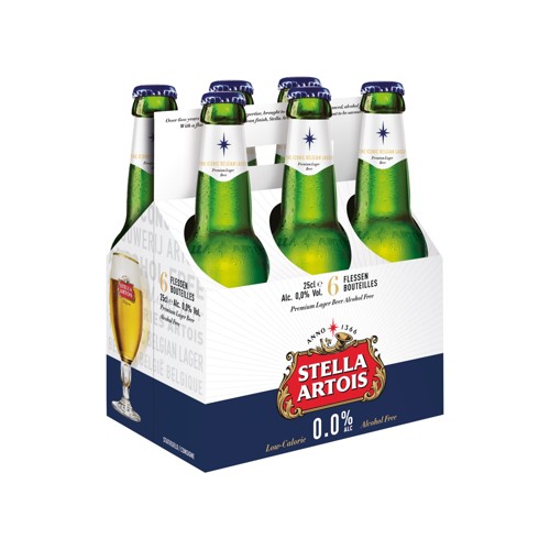 Stella Artois 0.0% Alc Premium Lager Beer Bouteilles 6 x 25 cl