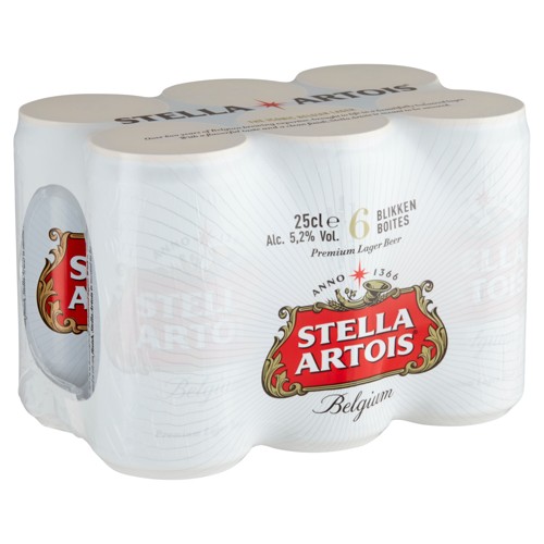 Stella Artois Belgium Premium Lager Beer 6x25 cl Cannettes