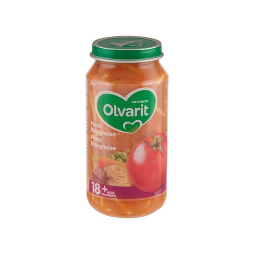 Olvarit Petit Pot Repas Bébé Dès 18 Mois Pâtes Bolognaises 250g