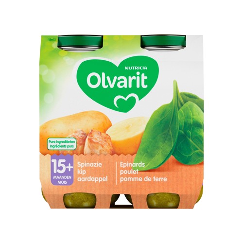 2X OLVARIT SPINAZIE MET VLEES 250G