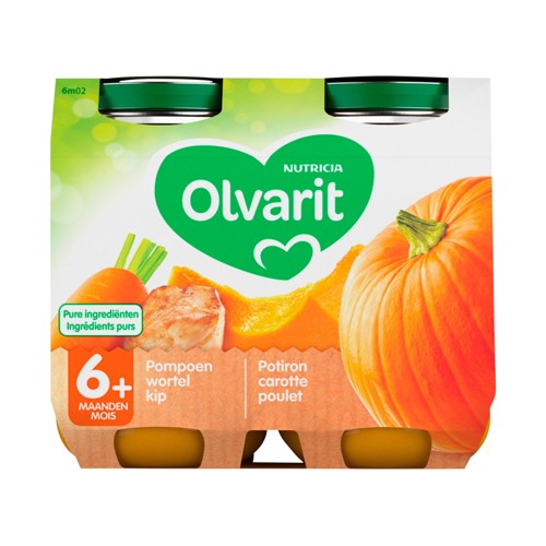 2X OLVARIT POMPOEN WORTEL PUREE 250G