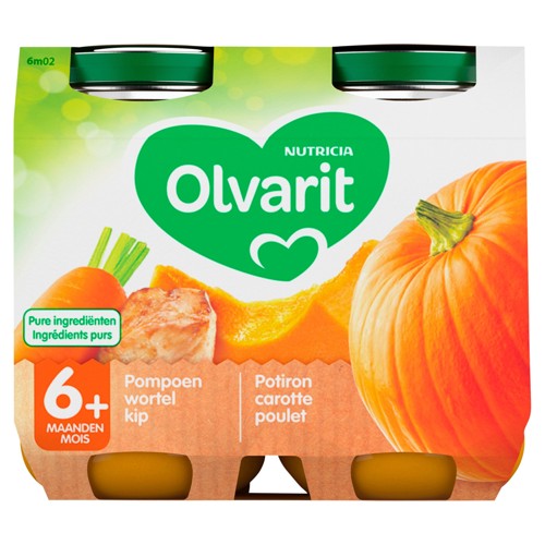 2X OLVARIT POMPOEN WORTEL PUREE 250G