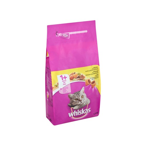 Aliment Chat Whiskas 1+ An Croquettes Fourrées au Poulet 1.9 kg