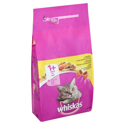 Aliment Chat Whiskas 1+ An Croquettes Fourrées au Poulet 1.9 kg
