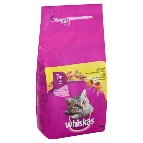 Droge Voeding Whiskas Onweerstaanbare Gevulde 7+ Jaar Kattenvoeding Brokjes met Kip 1,9 kg