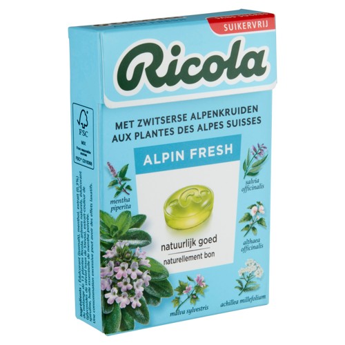 Ricola Alpin Fresh Suikervrij Box 50g