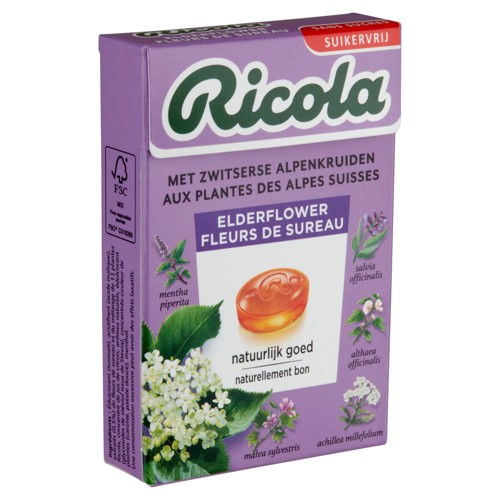 Ricola Vlierbes Suikervrij Box 50g
