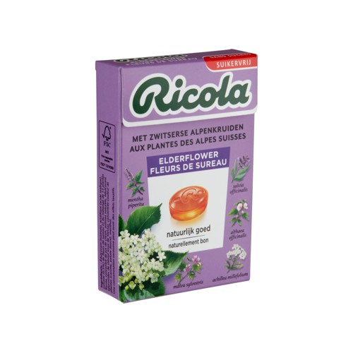 Ricola Vlierbes Suikervrij Box 50g
