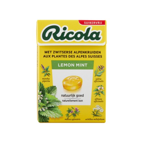 Ricola Citroen-Munt Suikervrij Box 50g