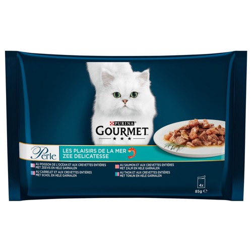 Gourmet Perle Aliment Chat Plaisirs de la Mer en Sauce 4x85g