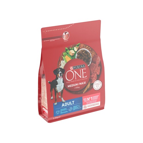 Purina ONE Aliment Chien Medium / Maxi Croquettes au Boeuf 2.5kg