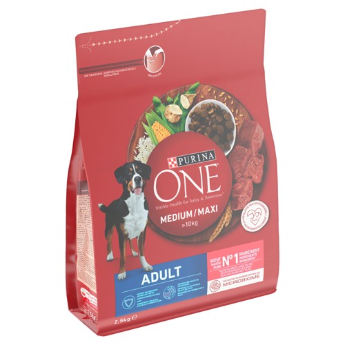 Purina ONE Aliment Chien Medium / Maxi Croquettes au Boeuf 2.5kg
