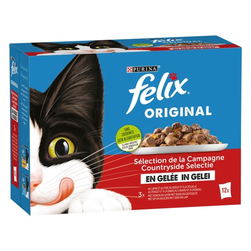 Felix Aliment Chat Original Sélection de la Campagne en Gelée 12x85g