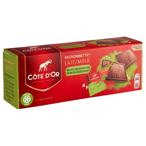 CÔTE D''OR Mignonnette Chocolat au Lait Éclats de Noisettes 21 pc 210g