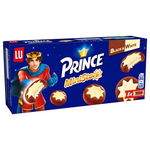 LU Prince MiniStars Biscuits Black White Chocolat Au Lait Chocolat Blanc 187g