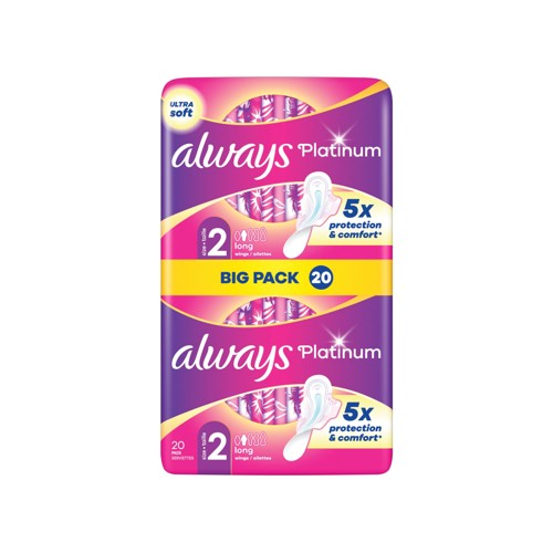 Always Platinum Long (taille 2) Serviettes Avec Ailettes 20