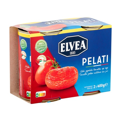 Elvea Tomates Pelées Entières au Jus 2 x 400 g