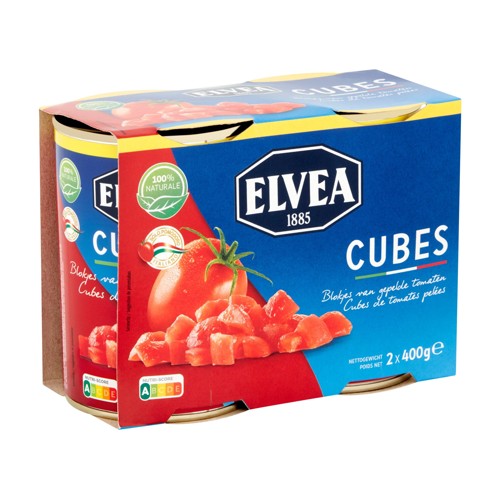 Elvea Cubes Cubes de Tomates Pelées  2 x 400 g
